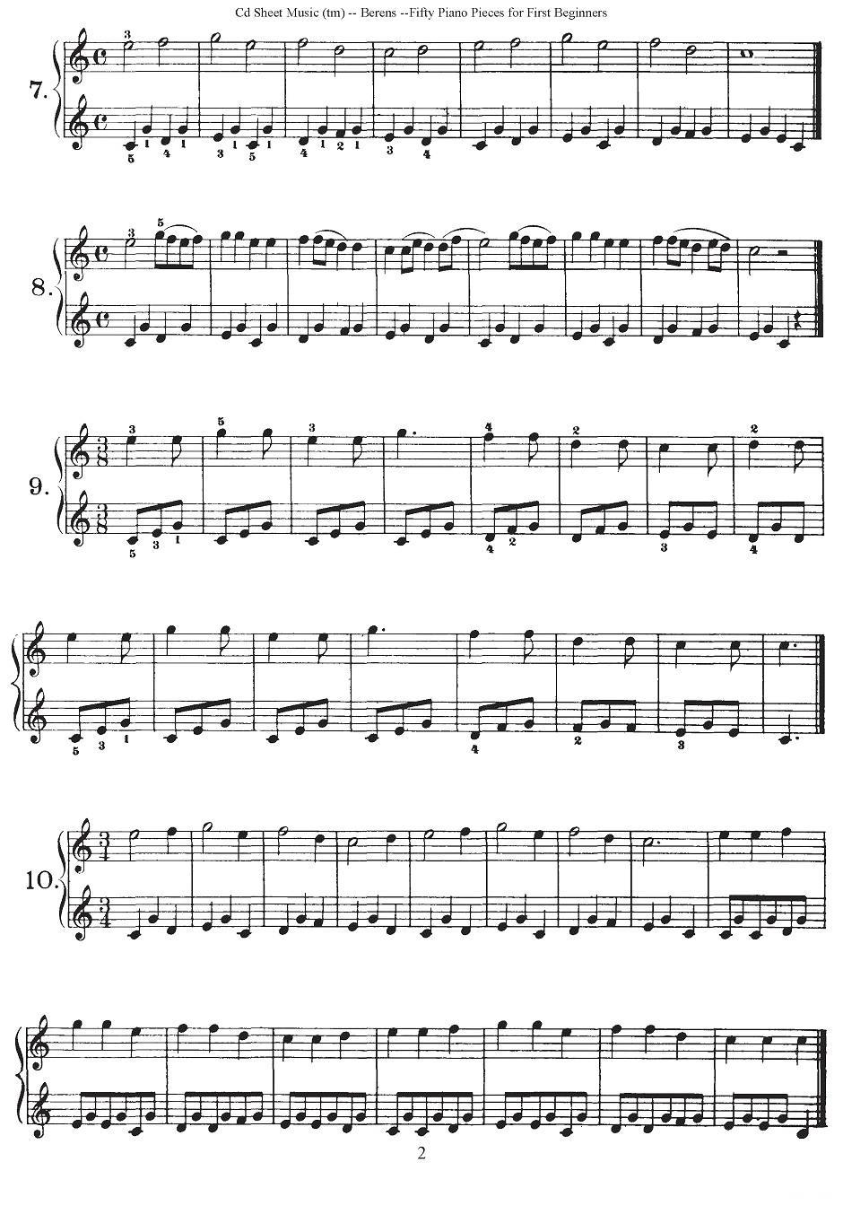 贝伦斯50首初学者练习钢琴小品（1—21）钢琴曲谱（图2）