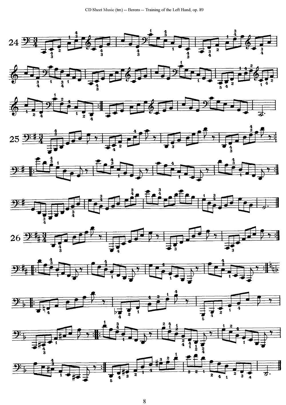 贝伦斯钢琴（左手训练）练习曲（上册46首）钢琴曲谱（图8）