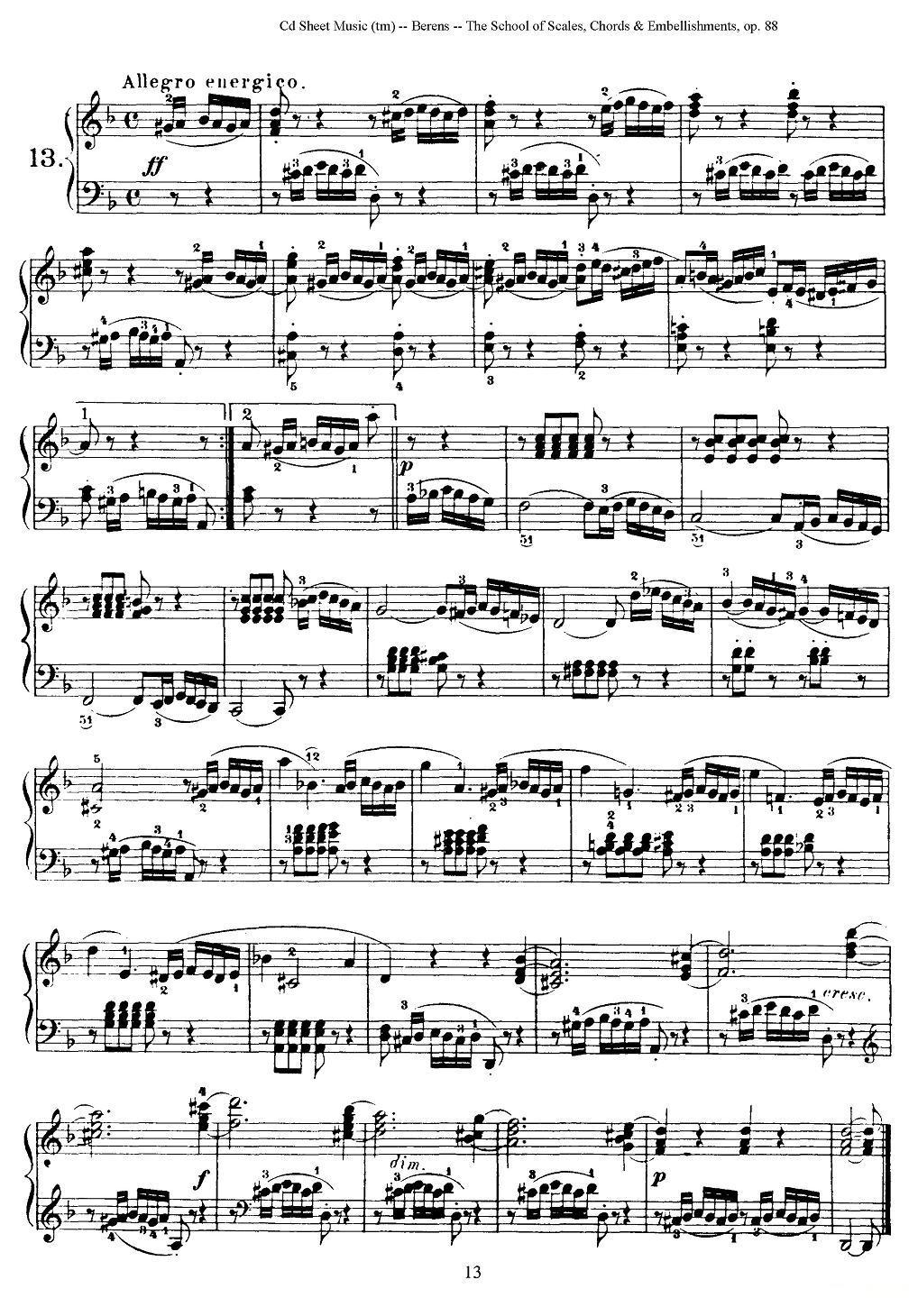 贝伦斯28首钢琴（和弦及装饰音）练习曲（11—15）钢琴曲谱（图3）