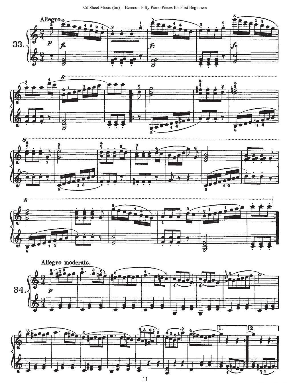 贝伦斯50首初学者练习钢琴小品（22—36）钢琴曲谱（图5）