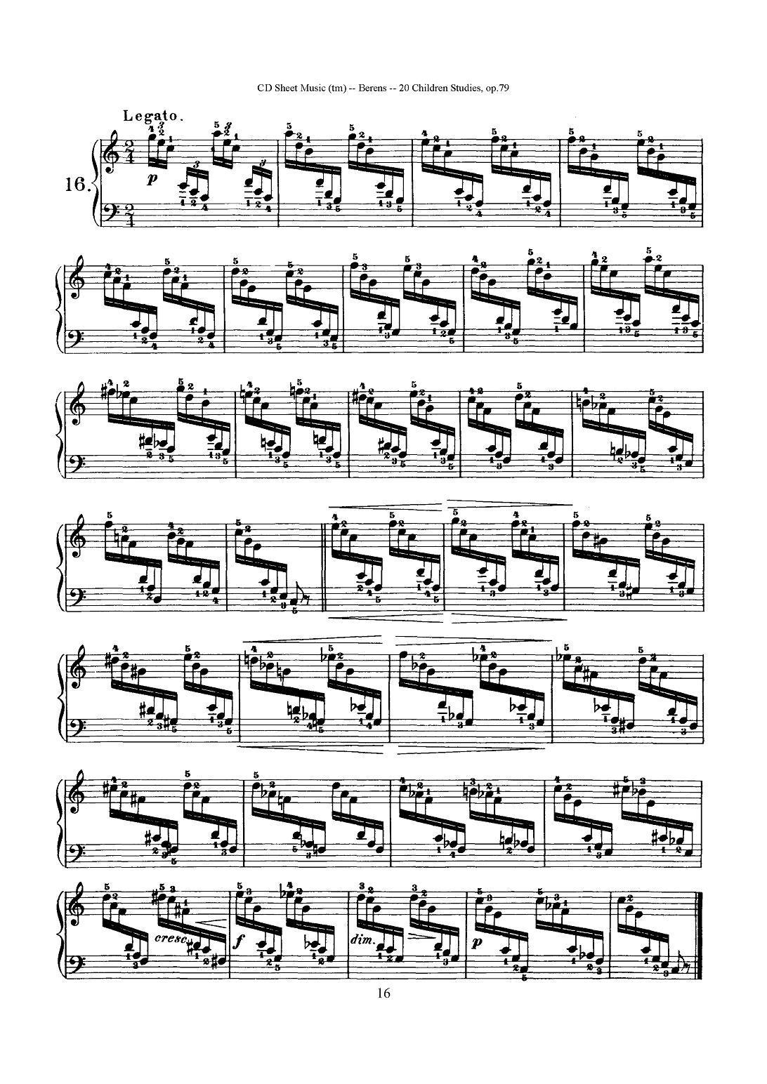 贝伦斯20首儿童钢琴练习曲（11—20）钢琴曲谱（图6）