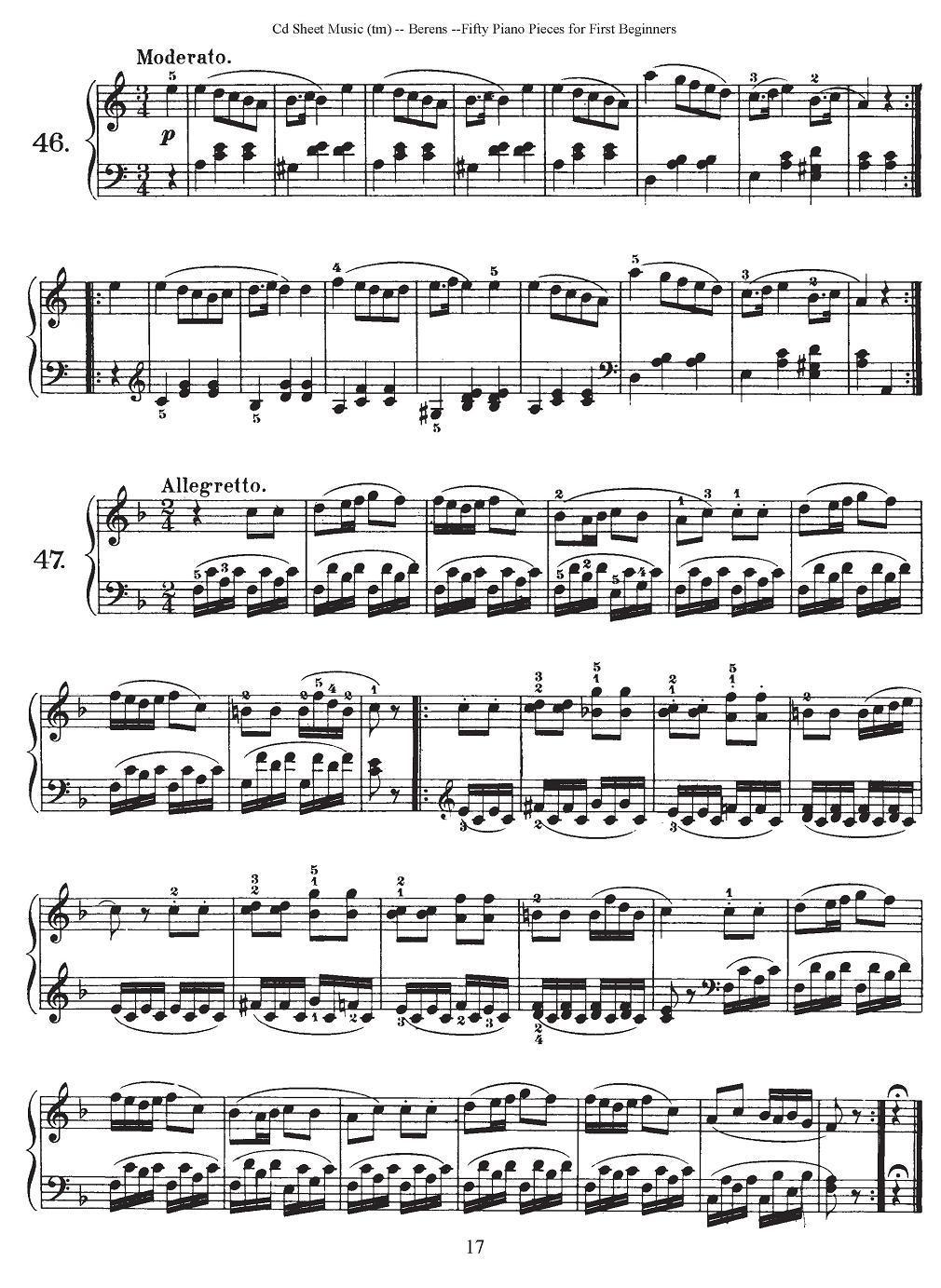 贝伦斯50首初学者练习钢琴小品（37—50）钢琴曲谱（图5）
