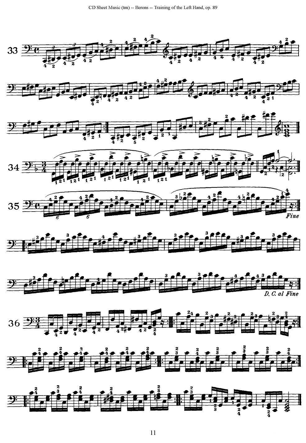 贝伦斯钢琴（左手训练）练习曲（上册46首）钢琴曲谱（图11）