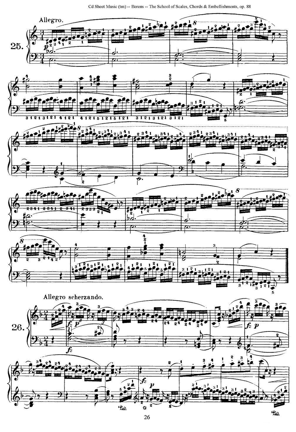 贝伦斯28首钢琴（和弦及装饰音）练习曲（25—28）钢琴曲谱（图1）