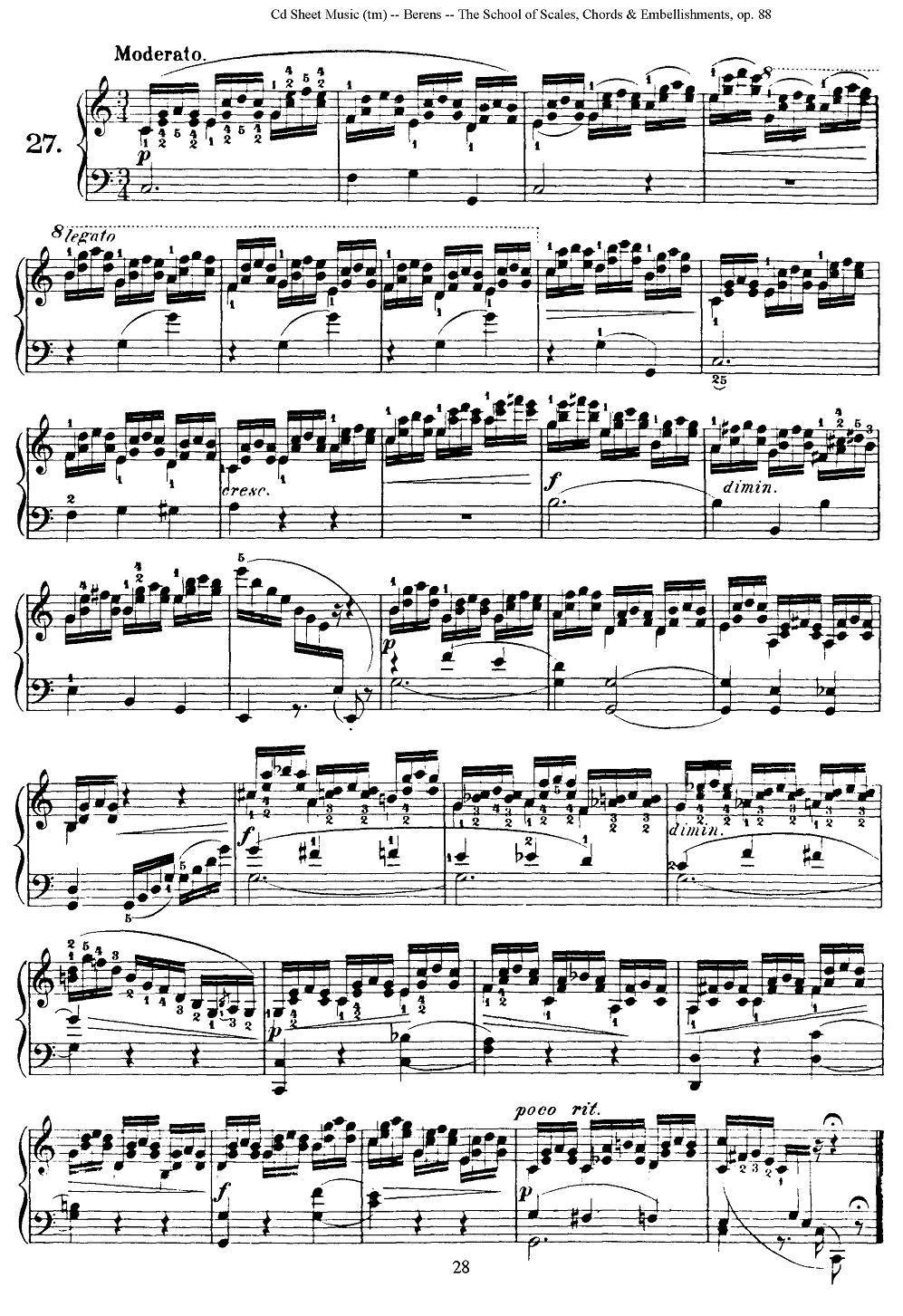 贝伦斯28首钢琴（和弦及装饰音）练习曲（25—28）钢琴曲谱（图3）