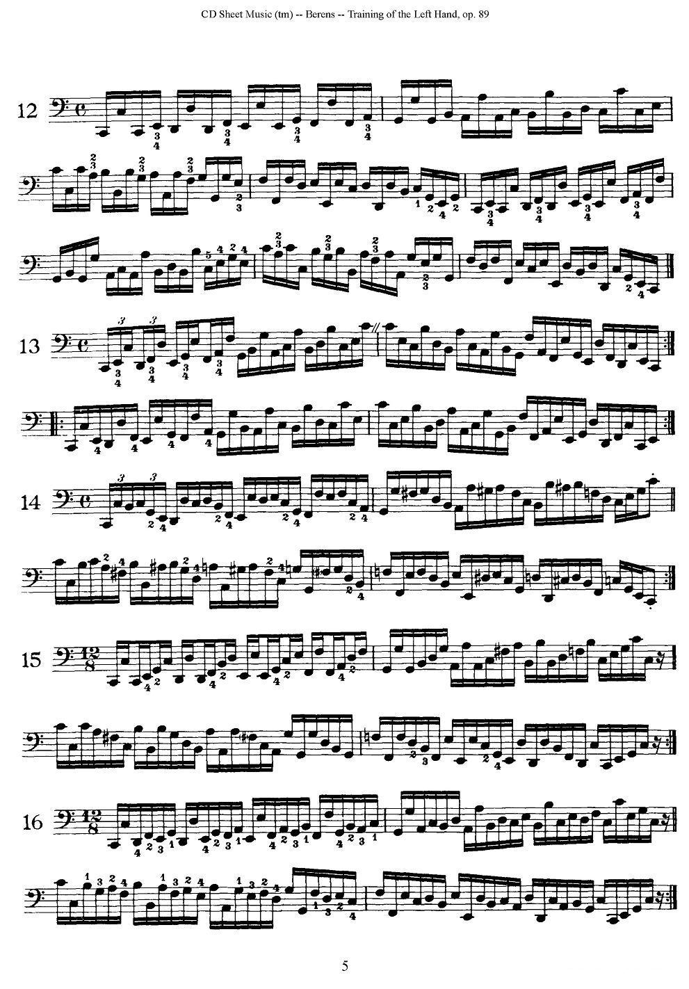 贝伦斯钢琴（左手训练）练习曲（上册46首）钢琴曲谱（图5）