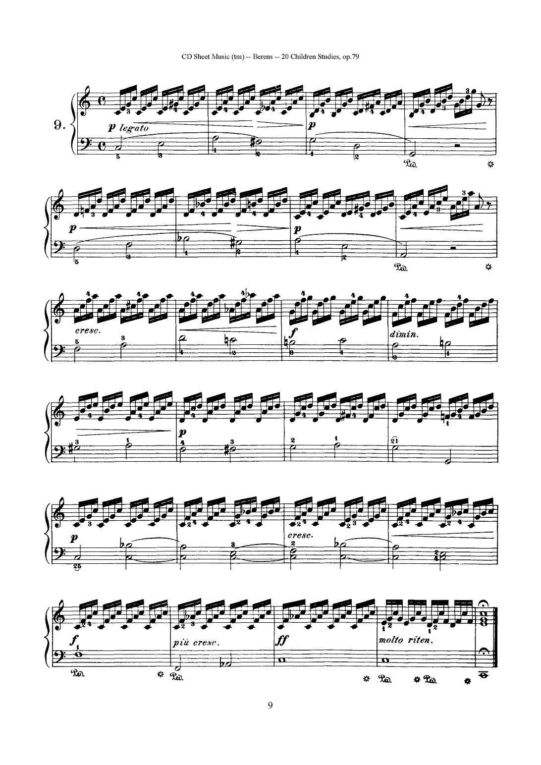 贝伦斯20首儿童钢琴练习曲（1—10）钢琴曲谱（图9）