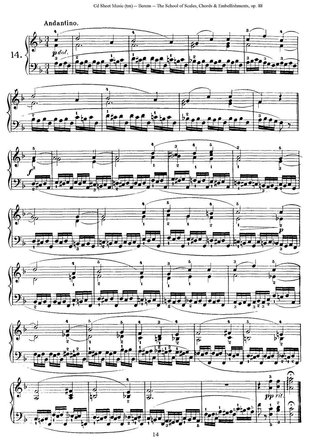 贝伦斯28首钢琴（和弦及装饰音）练习曲（11—15）钢琴曲谱（图4）