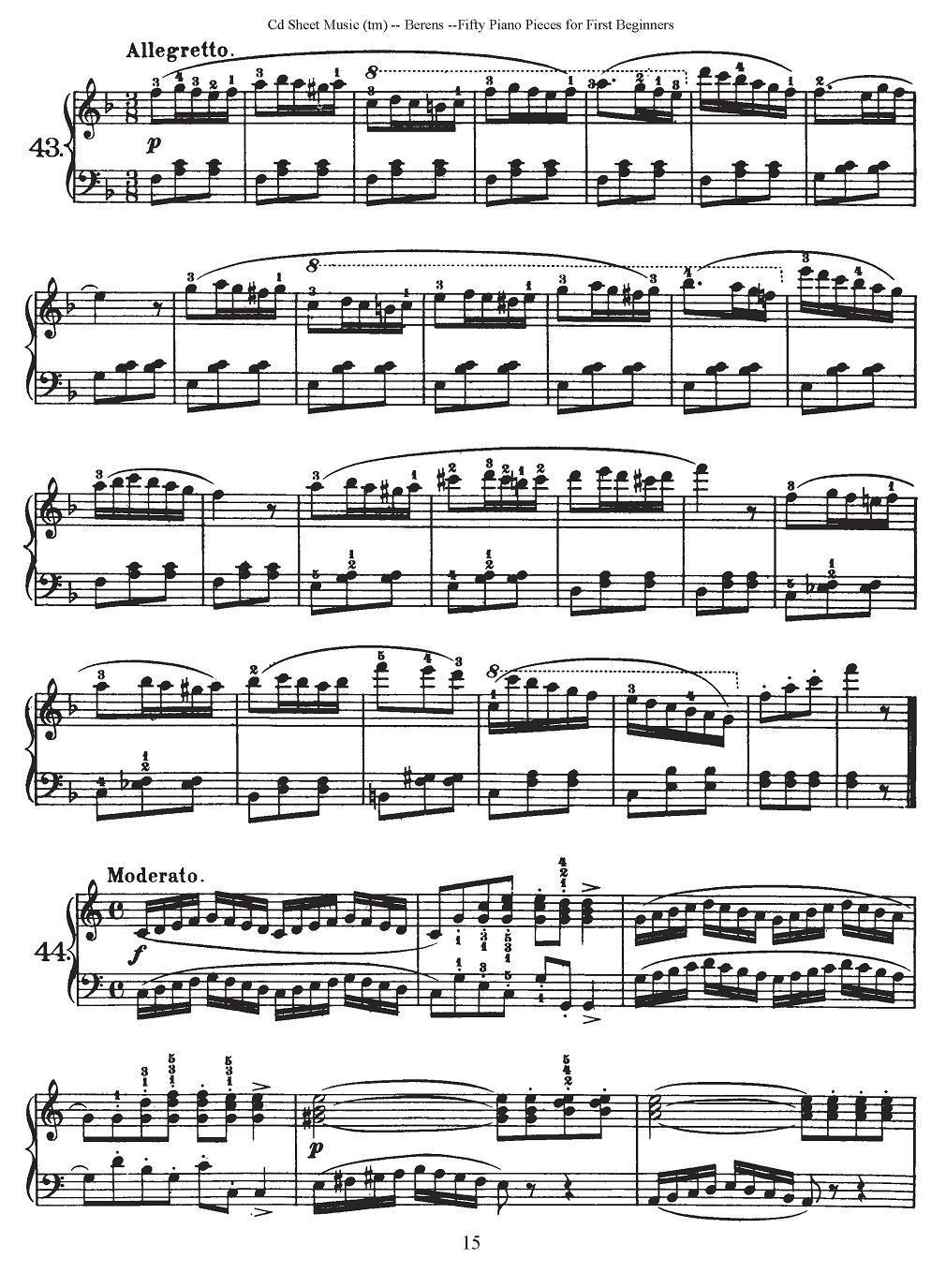 贝伦斯50首初学者练习钢琴小品（37—50）钢琴曲谱（图3）