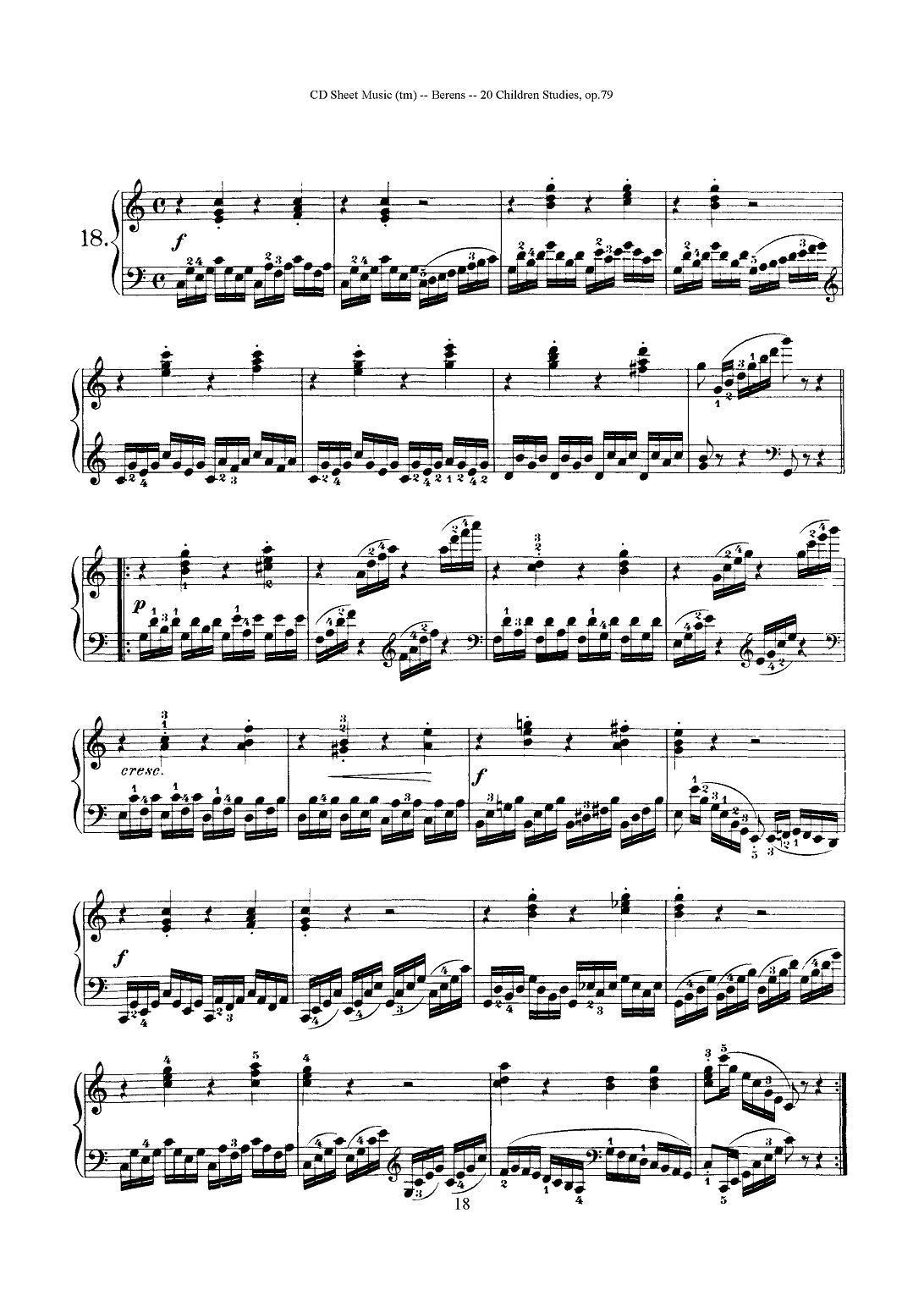 贝伦斯20首儿童钢琴练习曲（11—20）钢琴曲谱（图8）