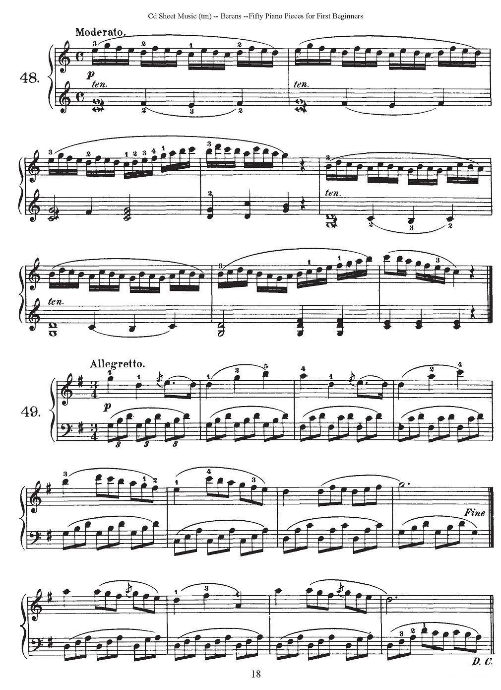 贝伦斯50首初学者练习钢琴小品（37—50）钢琴曲谱（图6）