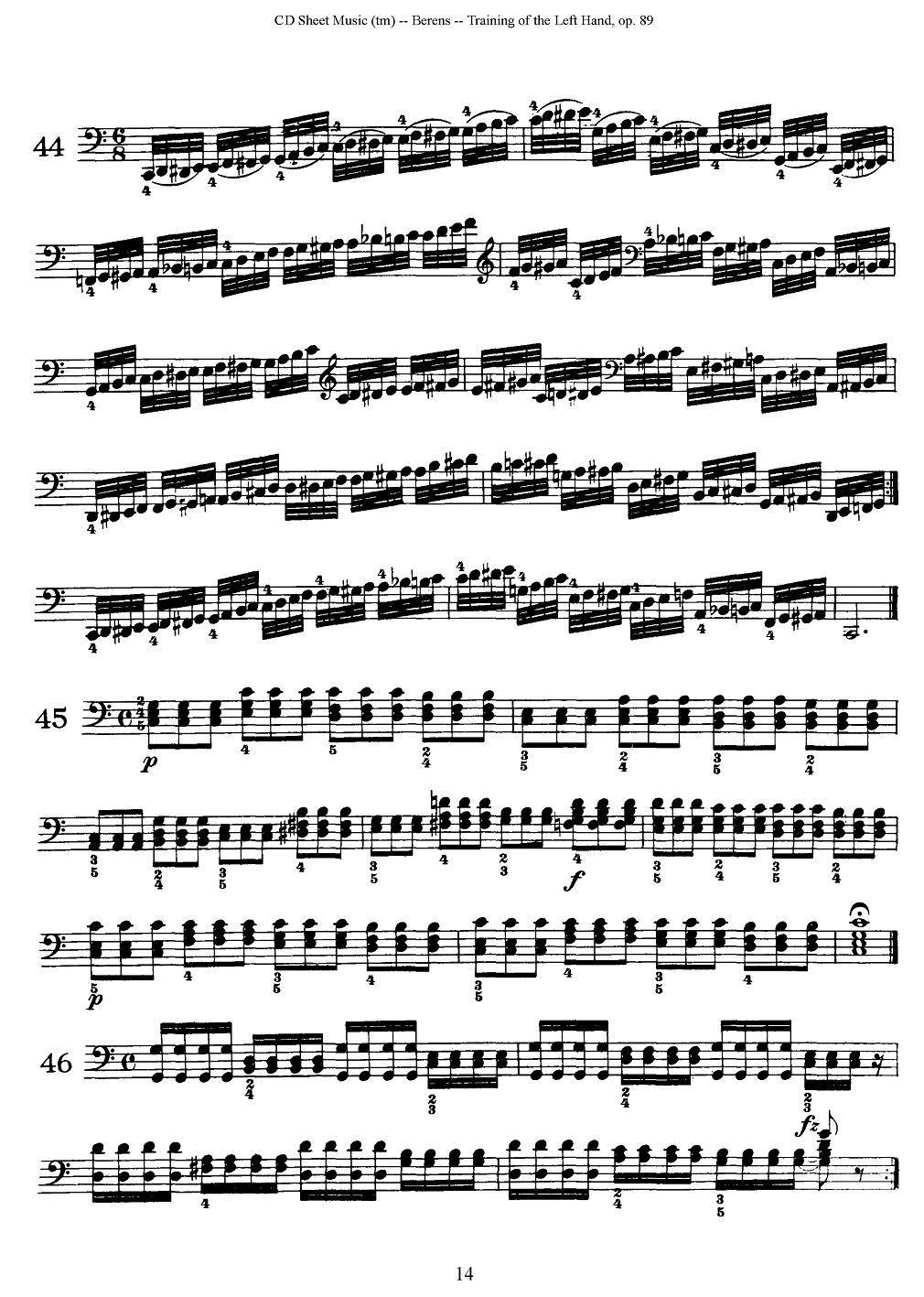 贝伦斯钢琴（左手训练）练习曲（上册46首）钢琴曲谱（图14）