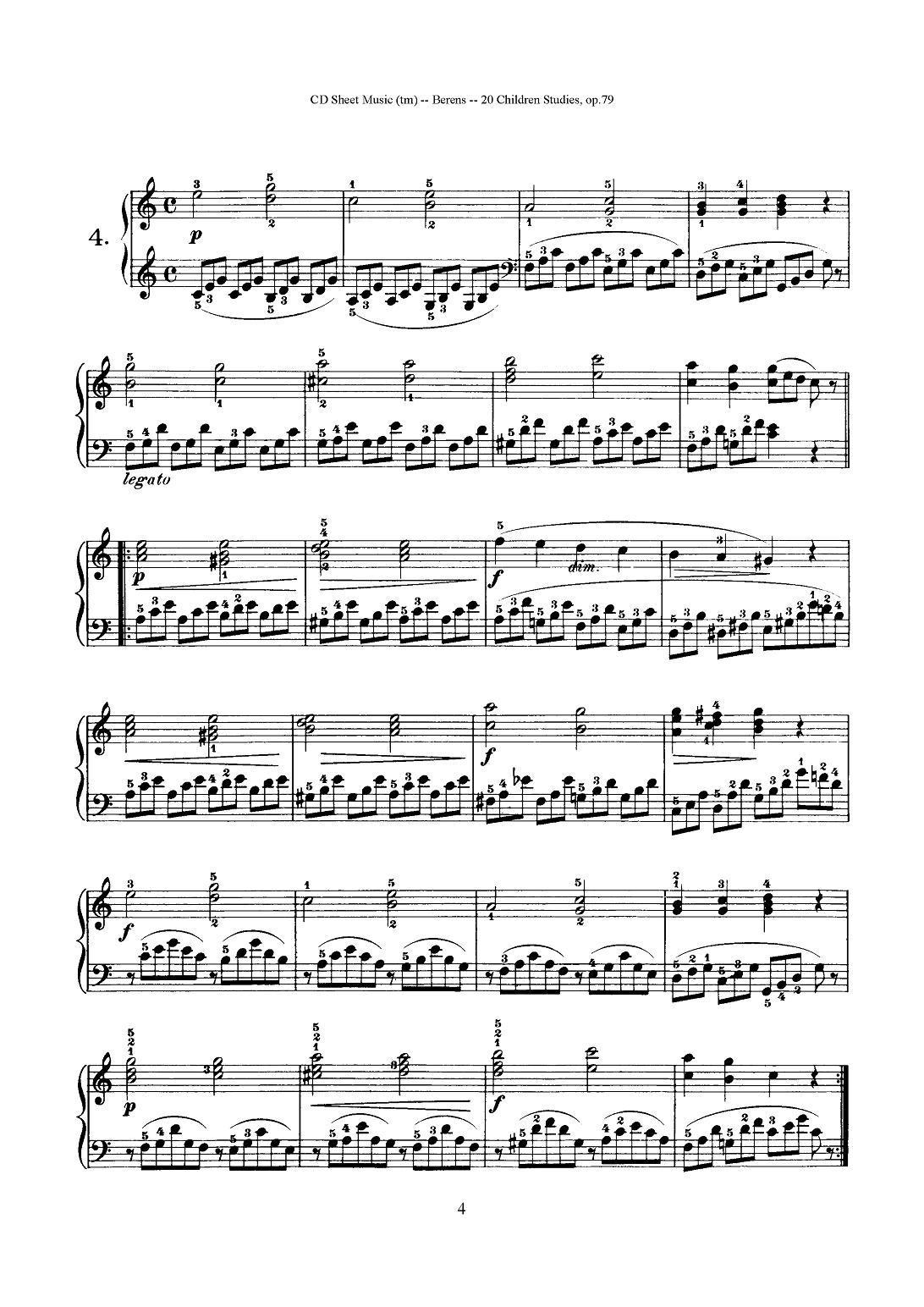 贝伦斯20首儿童钢琴练习曲（1—10）钢琴曲谱（图4）