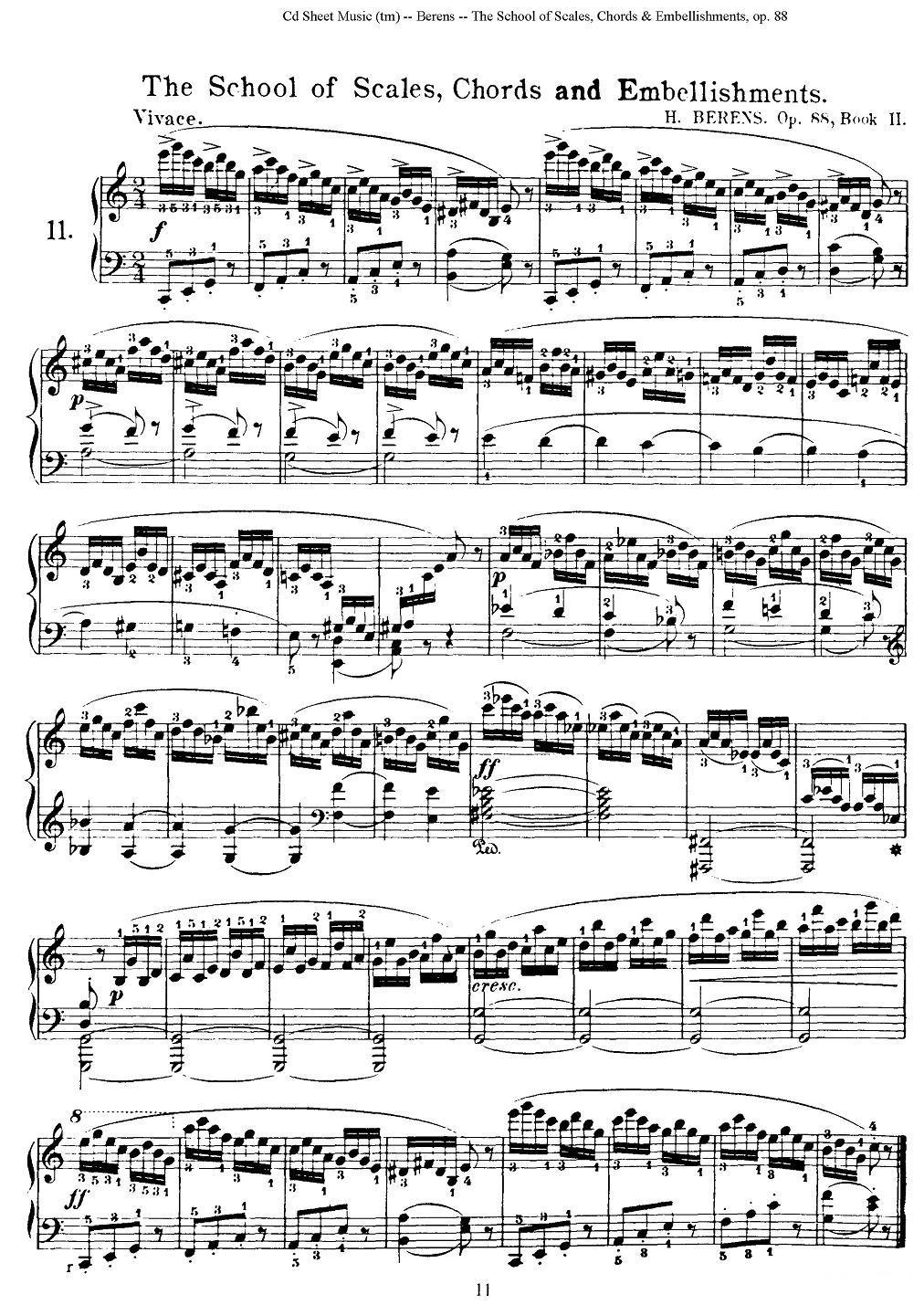 贝伦斯28首钢琴（和弦及装饰音）练习曲（11—15）钢琴曲谱（图1）