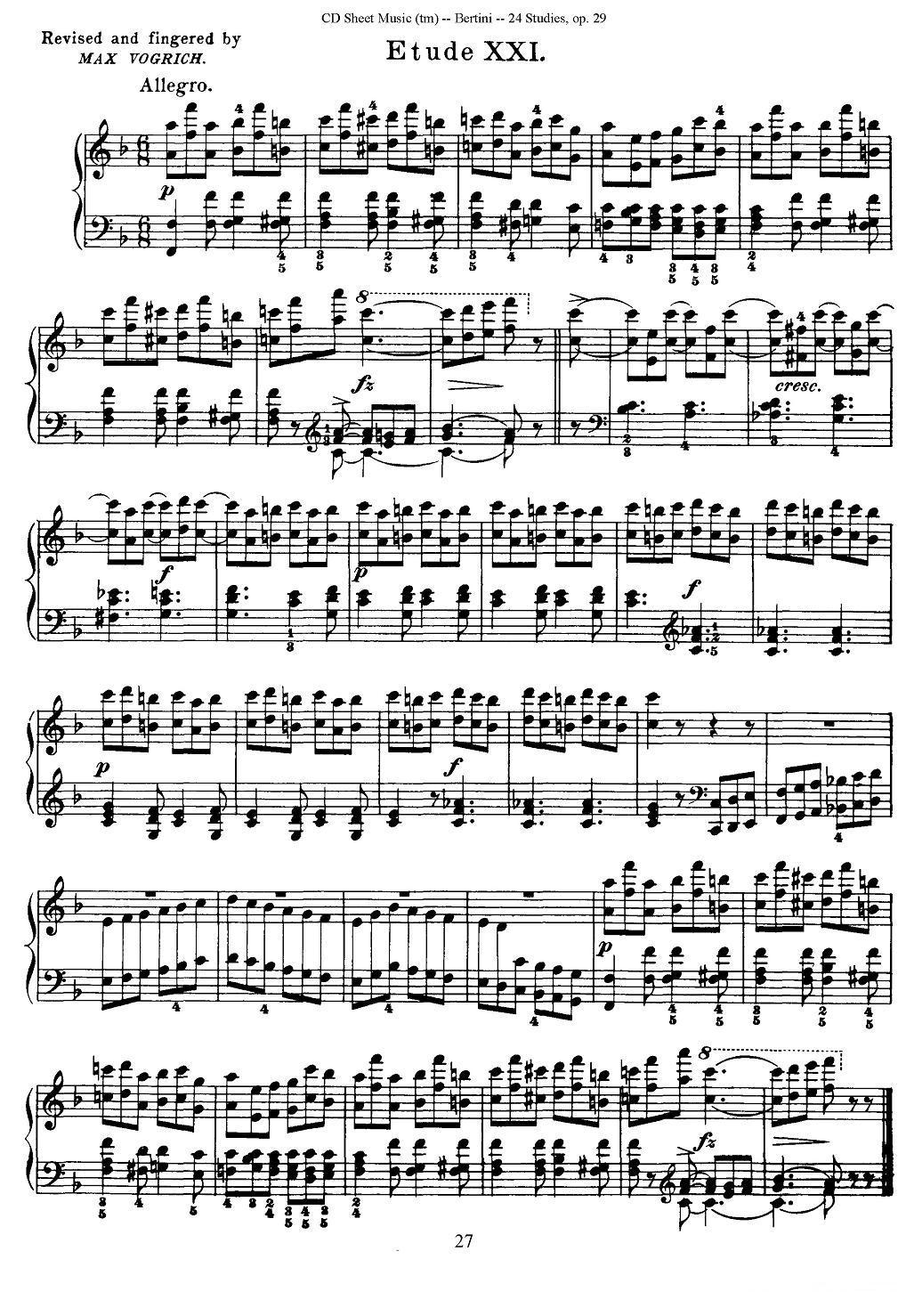 贝伦斯24首钢琴练习曲（21—24）钢琴曲谱（图1）