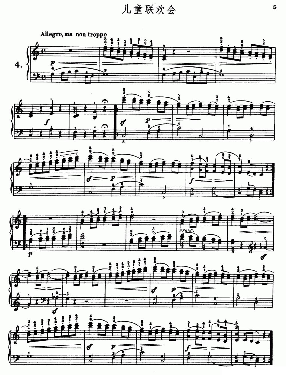 布尔格缪勒-25首钢琴进阶练习曲 Op.100（4、儿童联欢会）钢琴曲谱（图2）