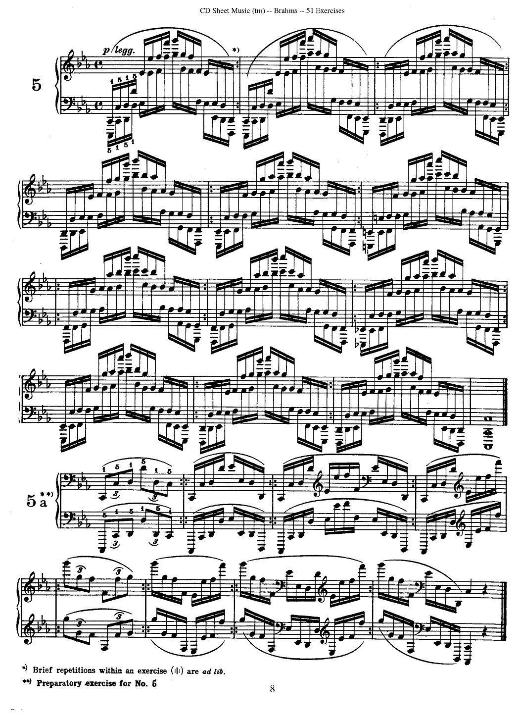勃拉姆斯 - 51首练习曲（1—5）钢琴曲谱（图8）