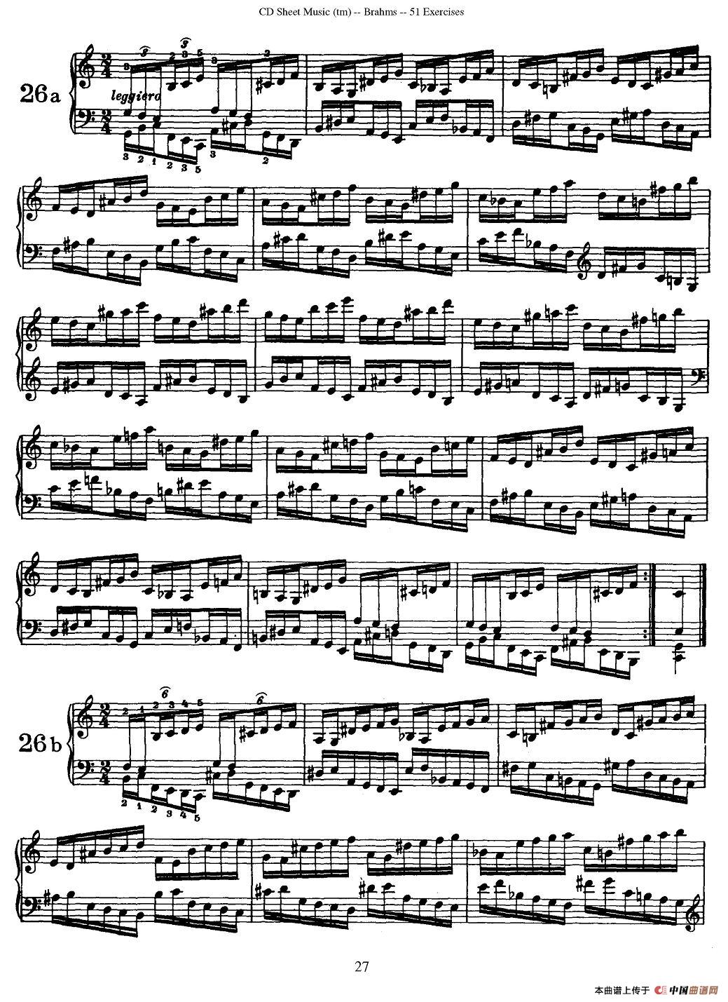 勃拉姆斯 - 51首练习曲（25—31）钢琴曲谱（图2）