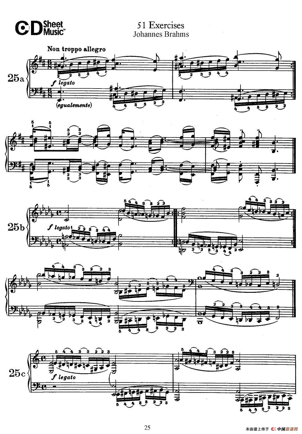 勃拉姆斯 - 51首练习曲（25—31）钢琴曲谱（图1）