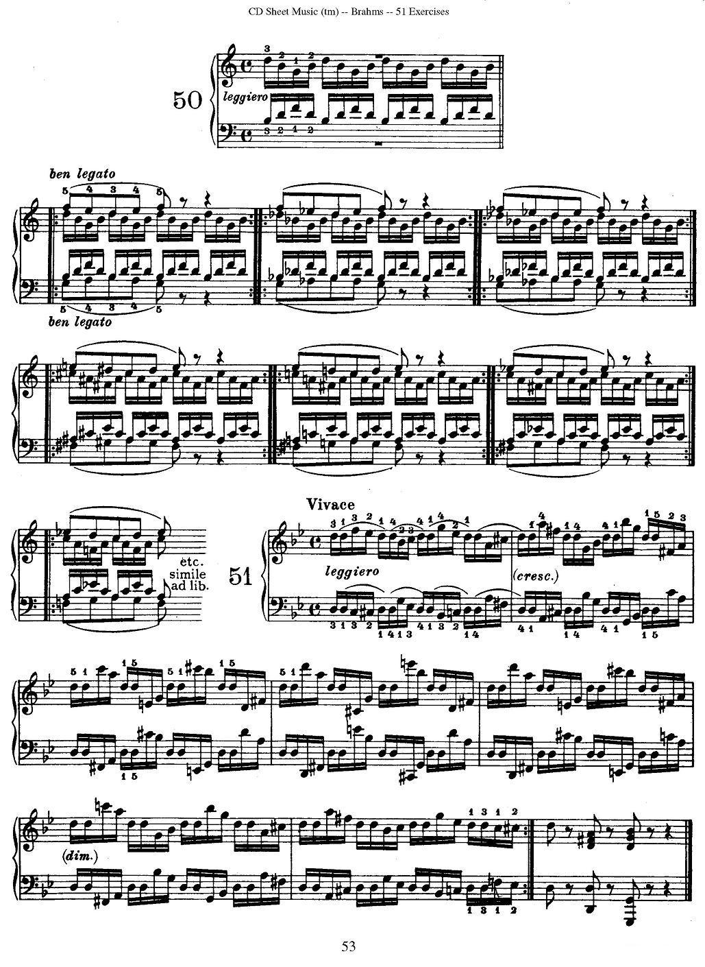 勃拉姆斯 - 51首练习曲（46—51）钢琴曲谱（图5）