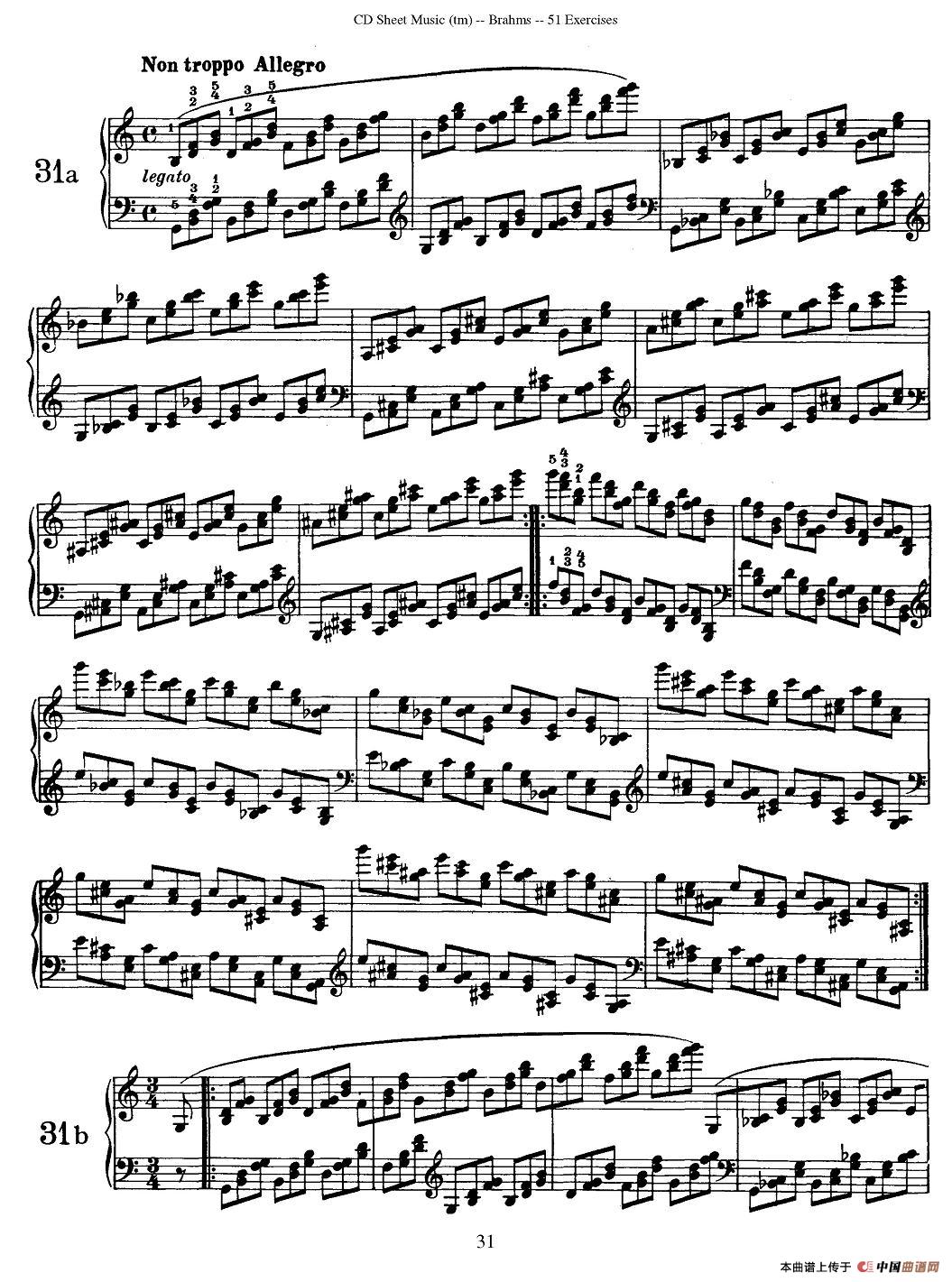 勃拉姆斯 - 51首练习曲（25—31）钢琴曲谱（图4）
