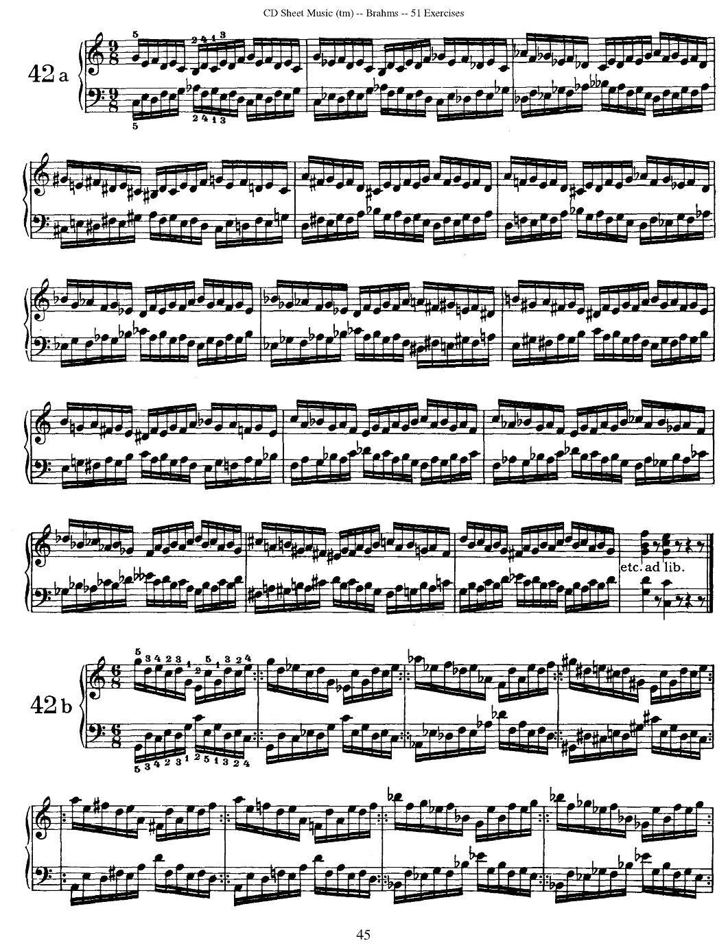 勃拉姆斯 - 51首练习曲（40b—45）钢琴曲谱（图3）
