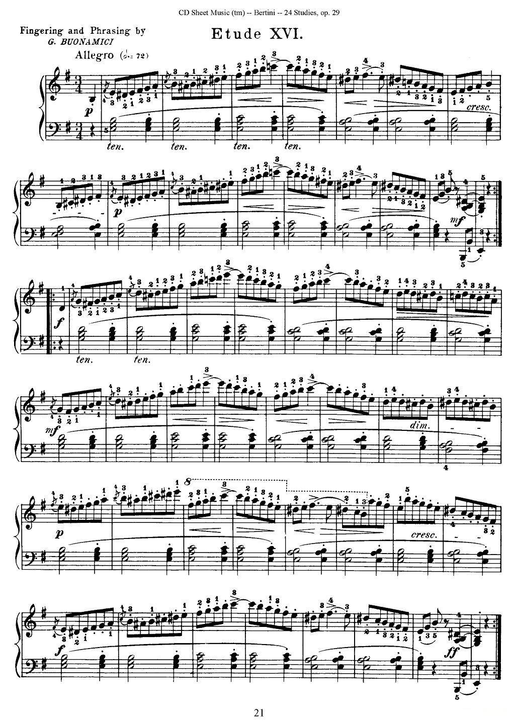 贝伦斯24首钢琴练习曲（16—20）钢琴曲谱（图1）
