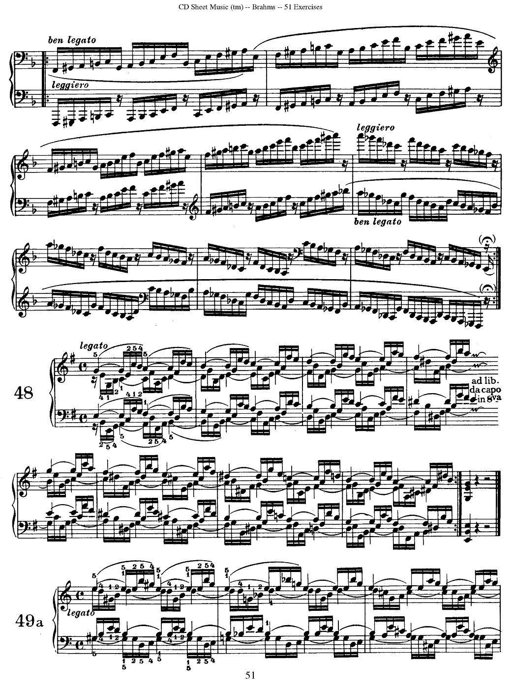 勃拉姆斯 - 51首练习曲（46—51）钢琴曲谱（图3）