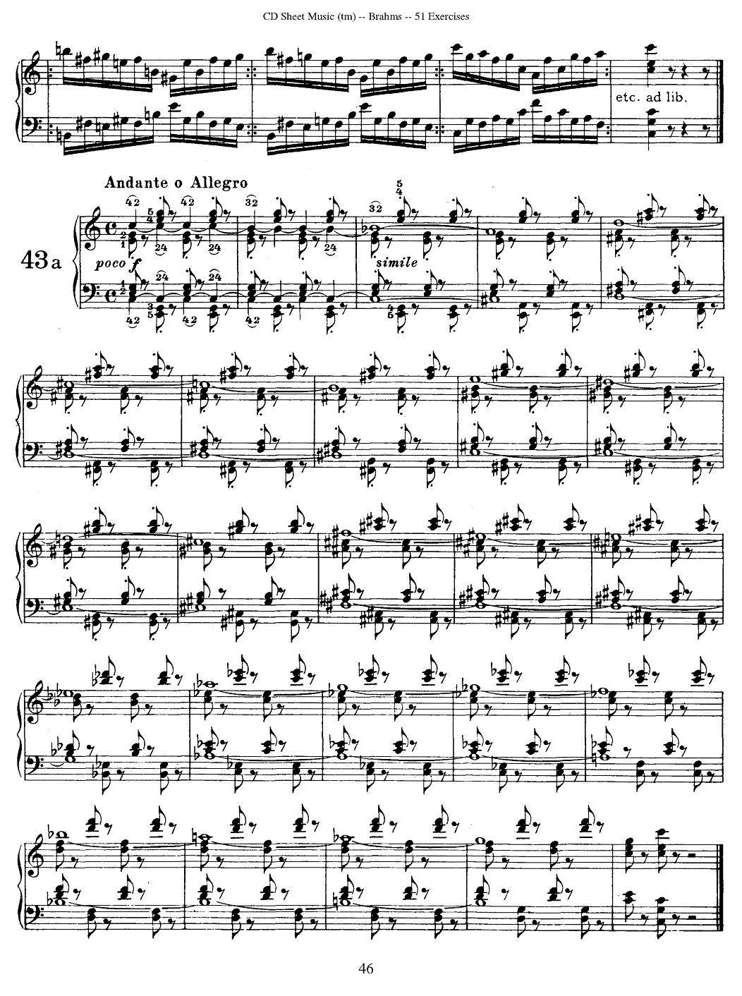 勃拉姆斯 - 51首练习曲（40b—45）钢琴曲谱（图4）