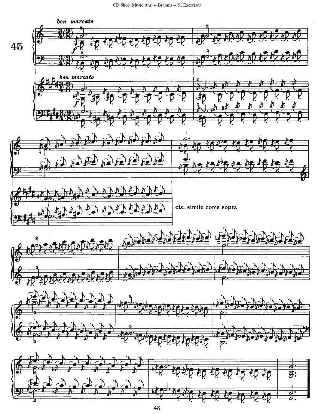 勃拉姆斯 - 51首练习曲（40b—45）钢琴曲谱（图6）