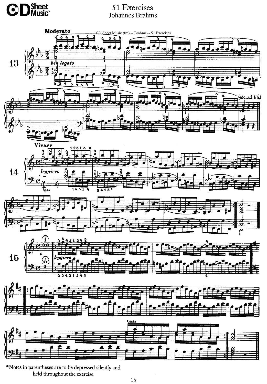 勃拉姆斯 - 51首练习曲（13—24）钢琴曲谱（图1）