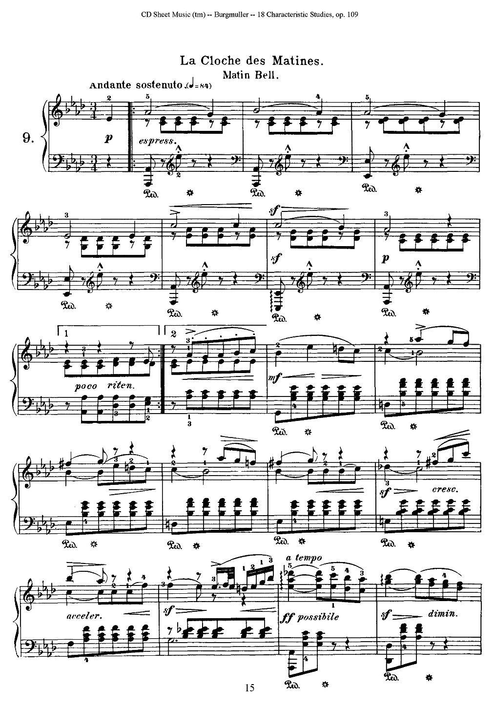 Burgmuller - 18 Characteristic Studies（9）钢琴曲谱（图1）