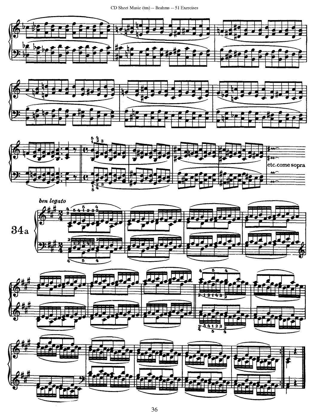 勃拉姆斯 - 51首练习曲（31—40a）钢琴曲谱（图4）