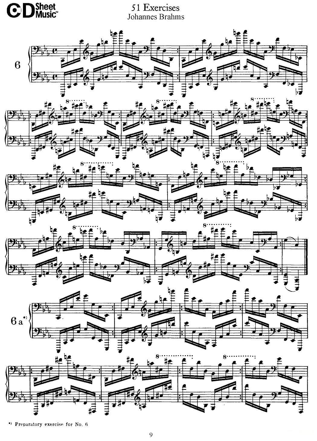 勃拉姆斯 - 51首练习曲（6—12）钢琴曲谱（图1）