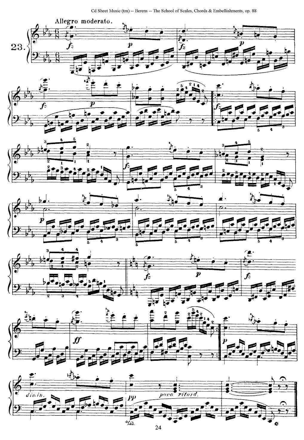 贝伦斯28首钢琴（和弦及装饰音）练习曲（21—24）钢琴曲谱（图4）