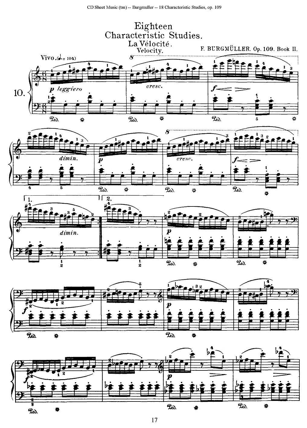 Burgmuller - 18 Characteristic Studies（10）钢琴曲谱（图1）