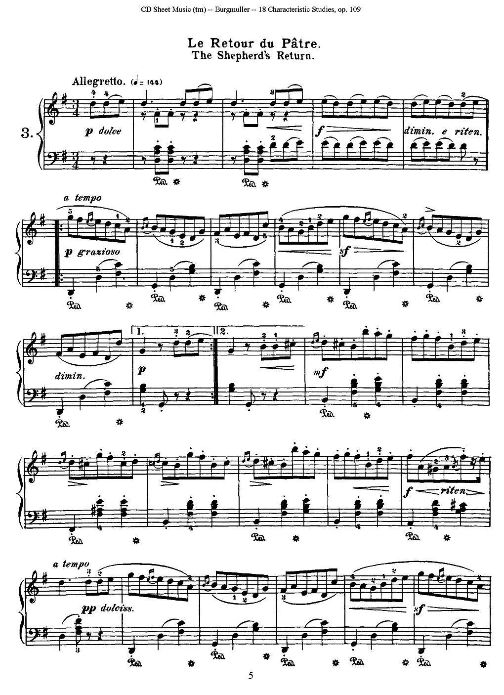 Burgmuller - 18 Characteristic Studies（3）钢琴曲谱（图1）