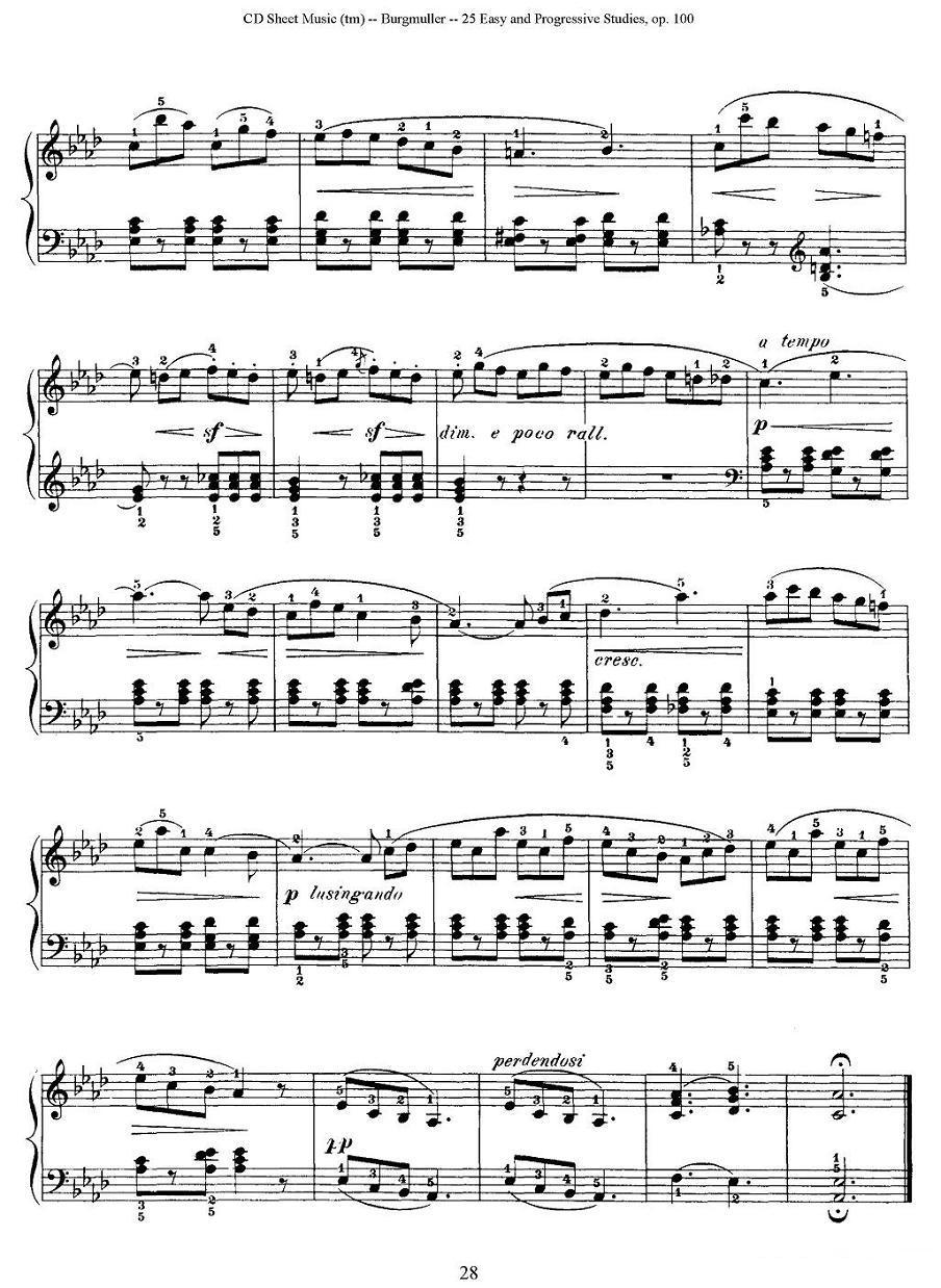 布尔格缪勒-25首钢琴进阶练习曲 Op.100（22、船歌）钢琴曲谱（图2）