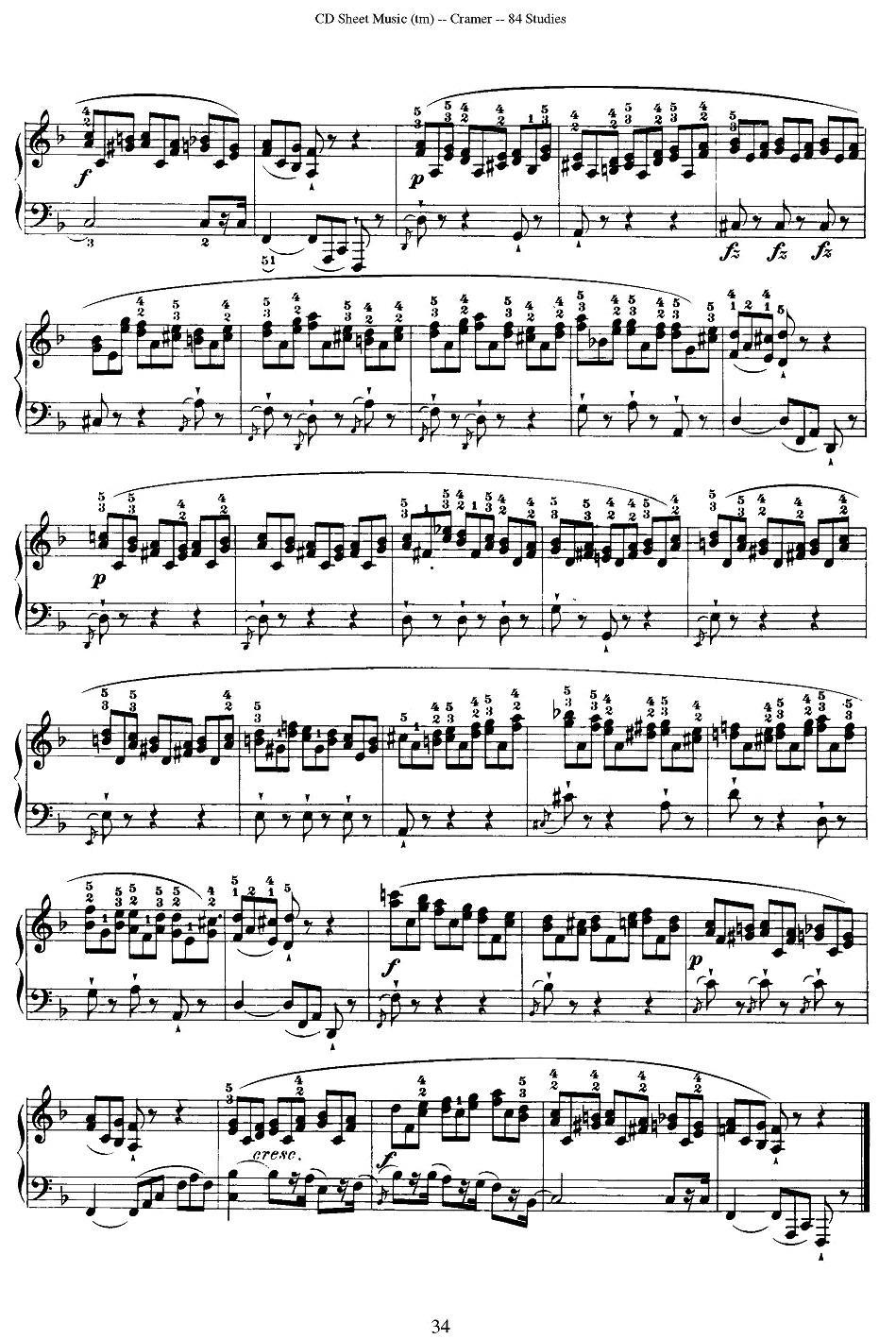 Cramer - 84 exercices（16—20）（克拉莫84首钢琴练习曲）钢琴曲谱（图4）