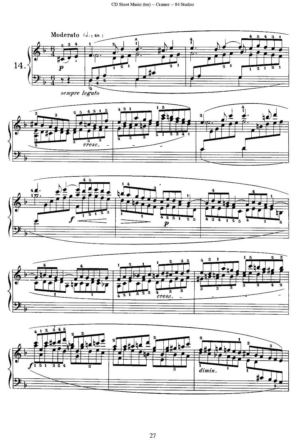 Cramer - 84 exercices（11—15）（克拉莫84首钢琴练习曲）钢琴曲谱（图7）