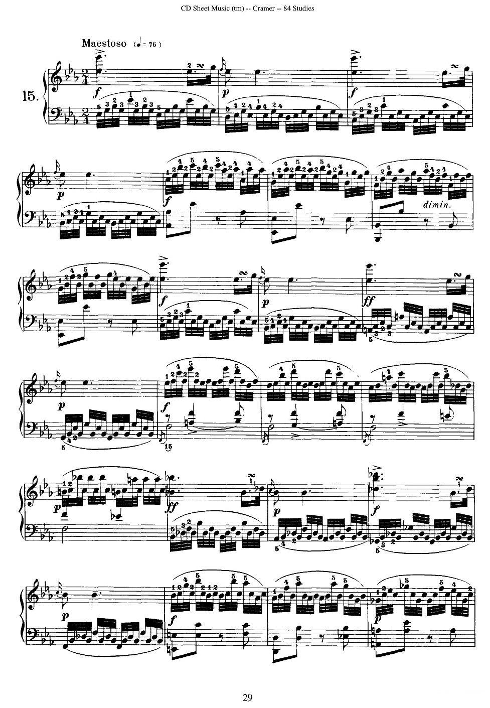 Cramer - 84 exercices（11—15）（克拉莫84首钢琴练习曲）钢琴曲谱（图9）
