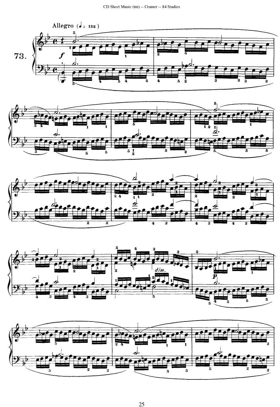 Cramer - 84 exercices（71—75）（克拉莫84首钢琴练习曲）钢琴曲谱（图5）