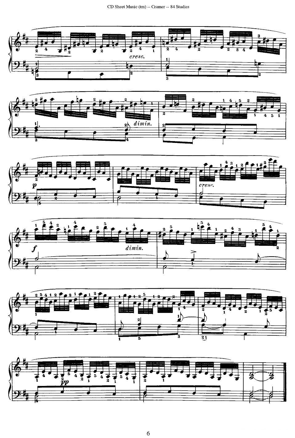 Cramer - 84 exercices（1—5）（克拉莫84首钢琴练习曲）钢琴曲谱（图6）