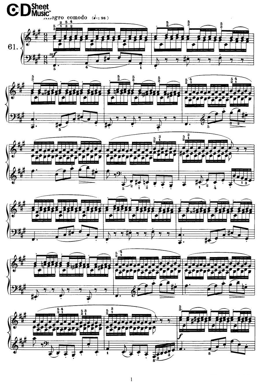 Cramer - 84 exercices（61—65）（克拉莫84首钢琴练习曲）钢琴曲谱（图1）