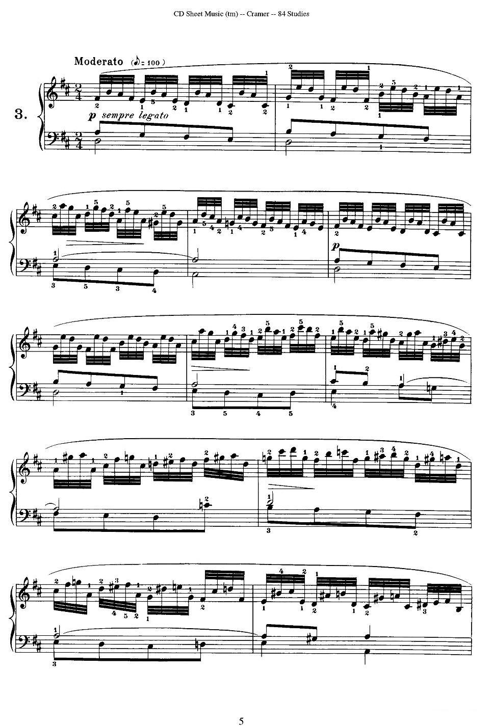 Cramer - 84 exercices（1—5）（克拉莫84首钢琴练习曲）钢琴曲谱（图5）