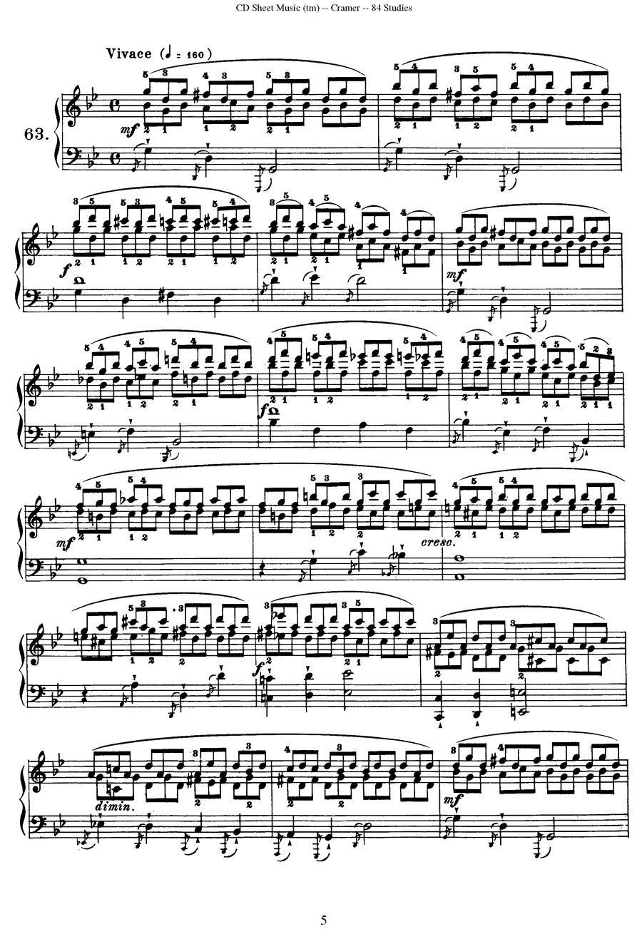 Cramer - 84 exercices（61—65）（克拉莫84首钢琴练习曲）钢琴曲谱（图5）