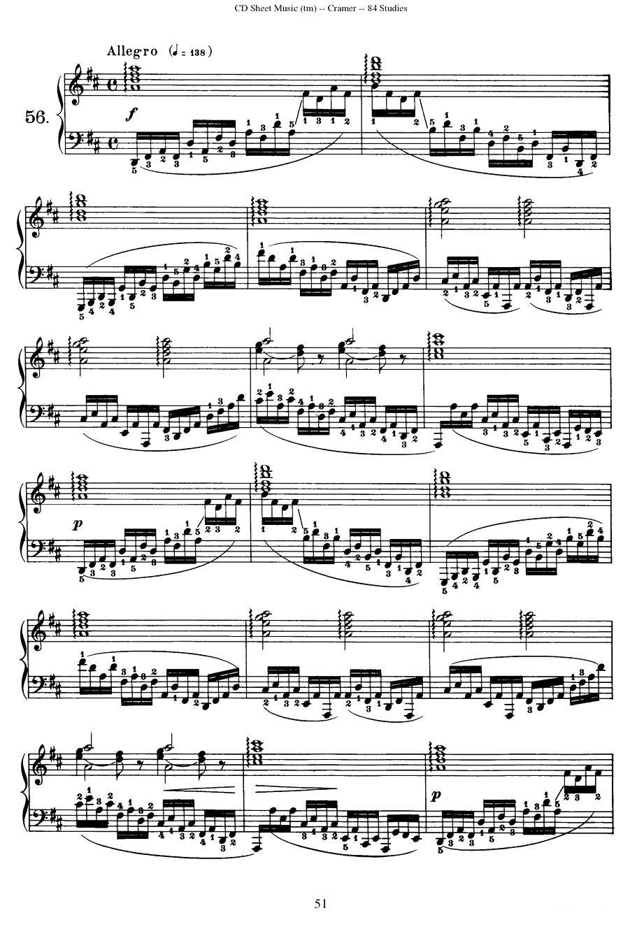Cramer - 84 exercices（56—60）（克拉莫84首钢琴练习曲）钢琴曲谱（图1）