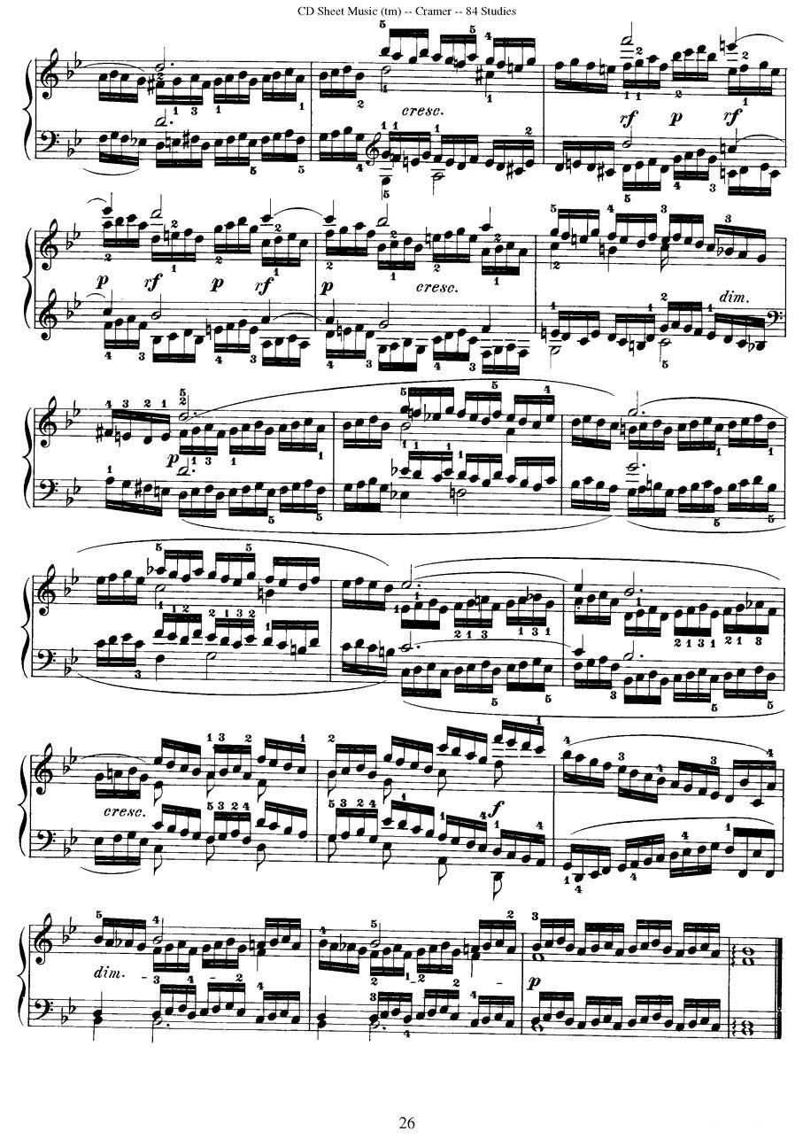 Cramer - 84 exercices（71—75）（克拉莫84首钢琴练习曲）钢琴曲谱（图6）