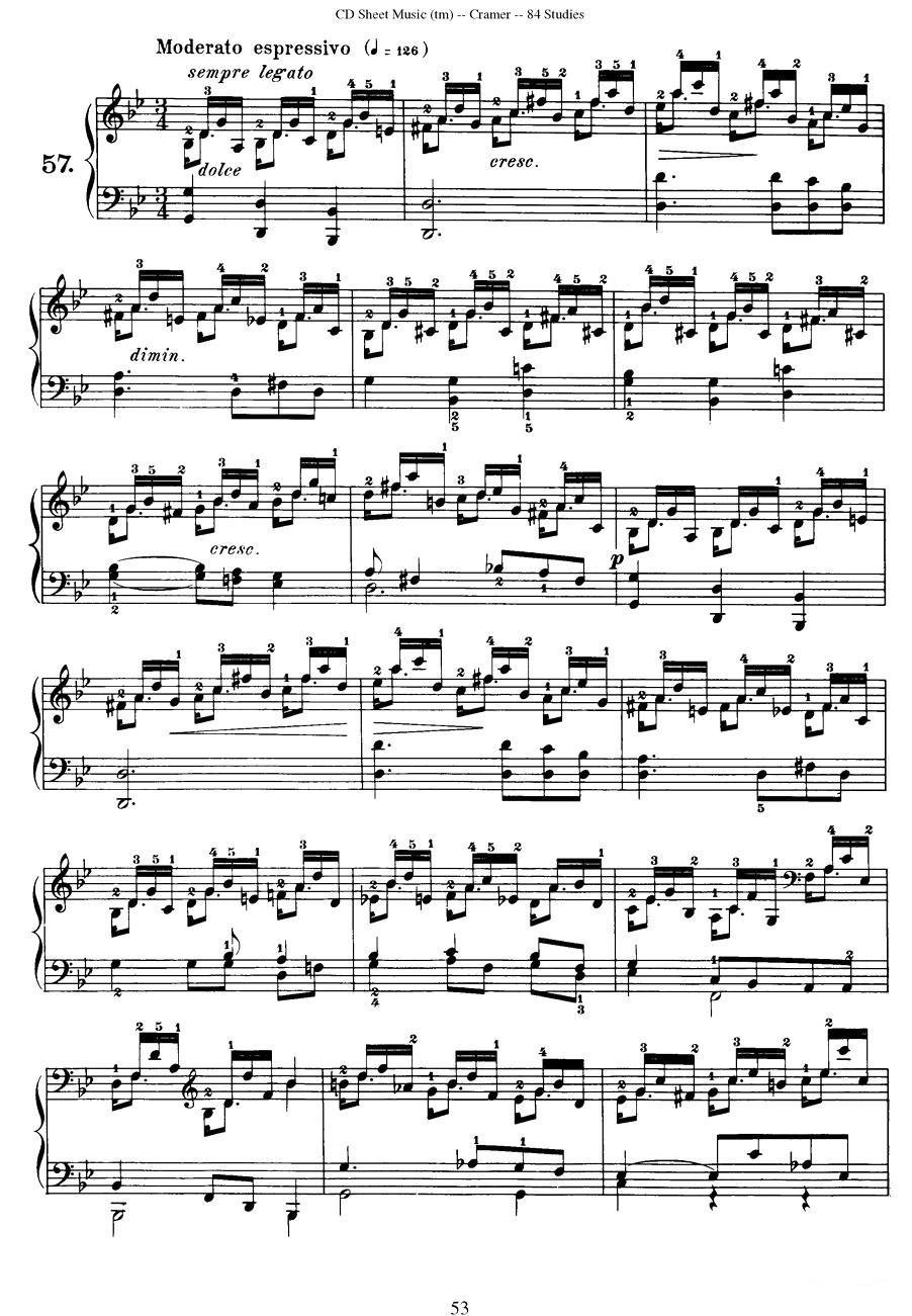 Cramer - 84 exercices（56—60）（克拉莫84首钢琴练习曲）钢琴曲谱（图3）