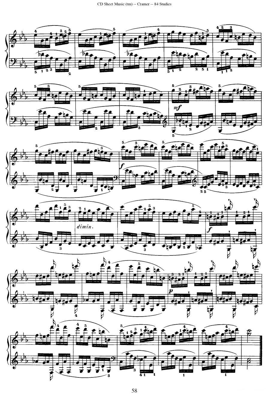 Cramer - 84 exercices（56—60）（克拉莫84首钢琴练习曲）钢琴曲谱（图8）